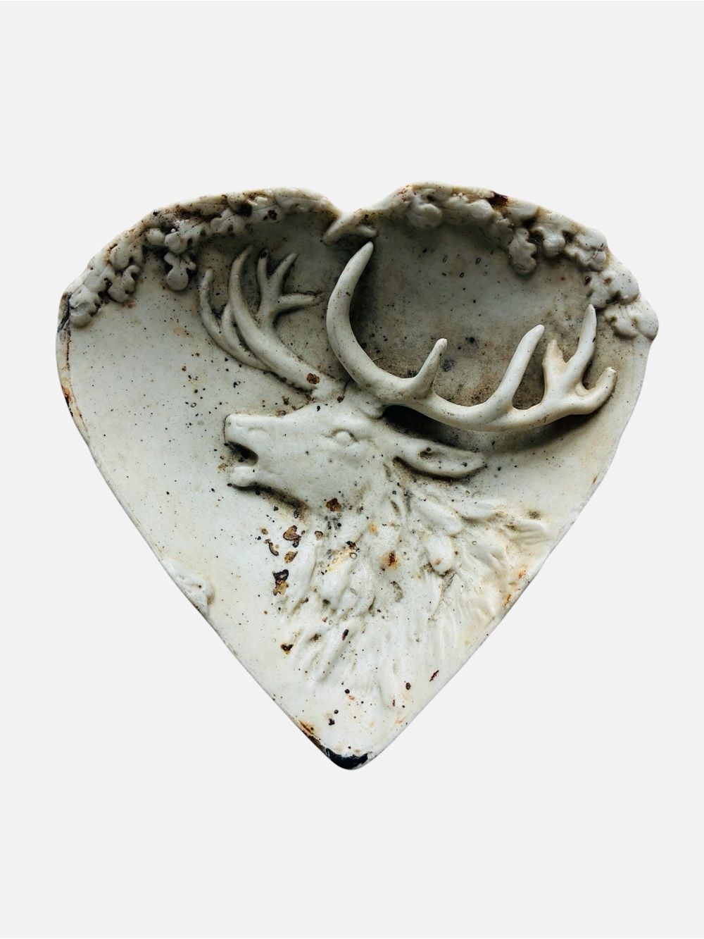 Deer Buck Raised Relief Made In Germany Heart Shaped Art Dish Ceramic